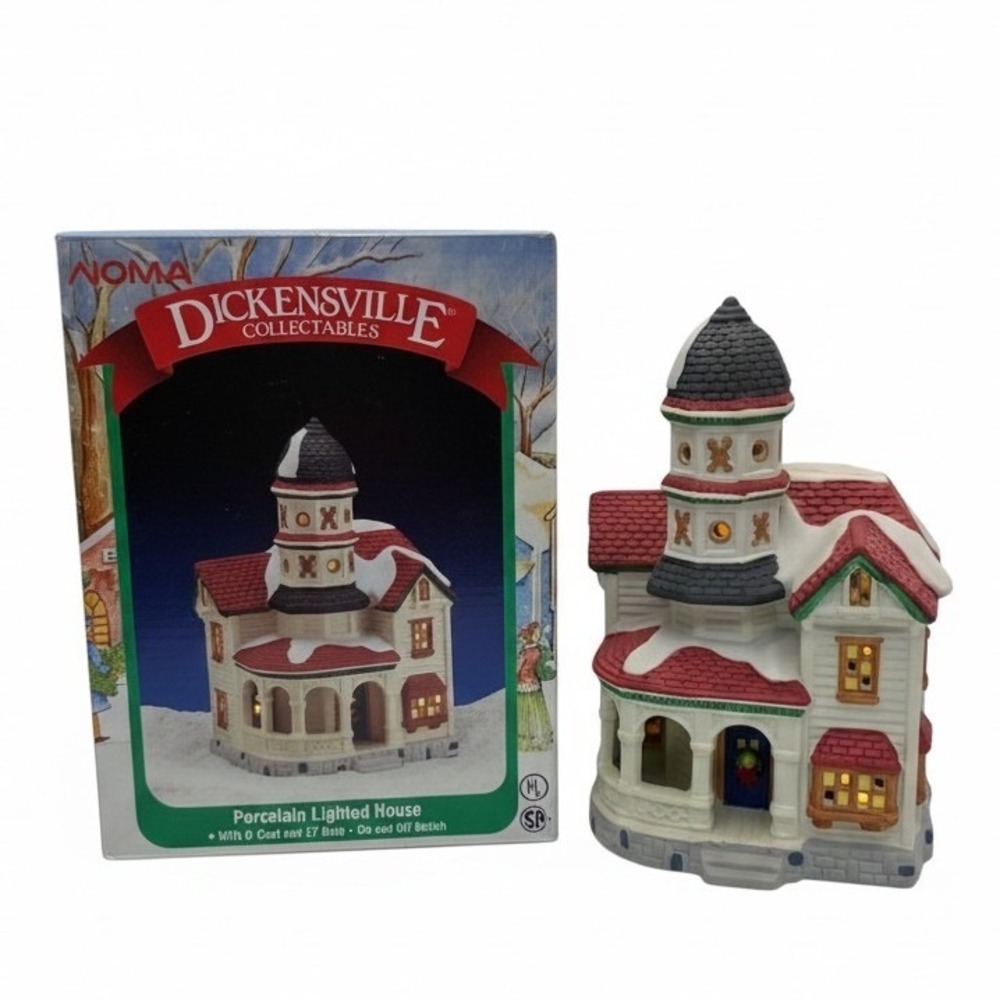 Vintage 1997 NOMA Dickensville Porcelain House Christmas Village Cottagecore Box